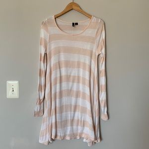 Lightweight striped Long sleeve tunic sweater